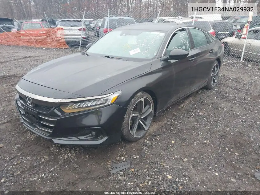 1HGCV1F34NA029932 2022 Honda Accord Sport