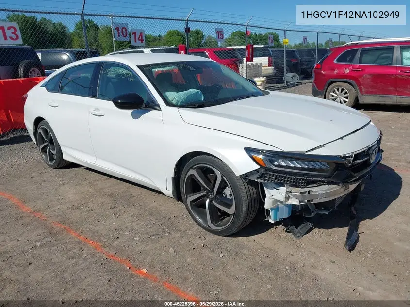 2022 Honda Accord Sport Special Edition VIN: 1HGCV1F42NA102949 Lot: 45225396