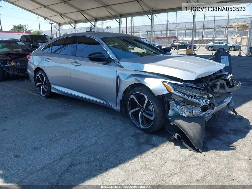 2022 Honda Accord Sport VIN: 1HGCV1F38NA053523 Lot: 45492663