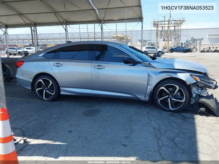 2022 Honda Accord Sport VIN: 1HGCV1F38NA053523 Lot: 45492663