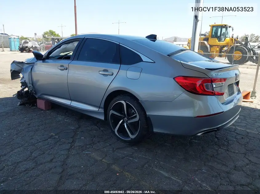 2022 Honda Accord Sport VIN: 1HGCV1F38NA053523 Lot: 45492663