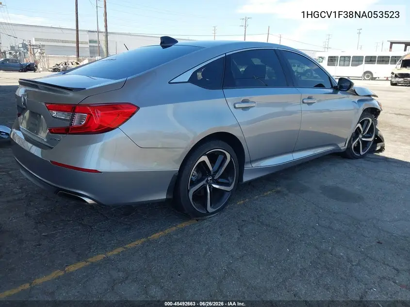 2022 Honda Accord Sport VIN: 1HGCV1F38NA053523 Lot: 45492663