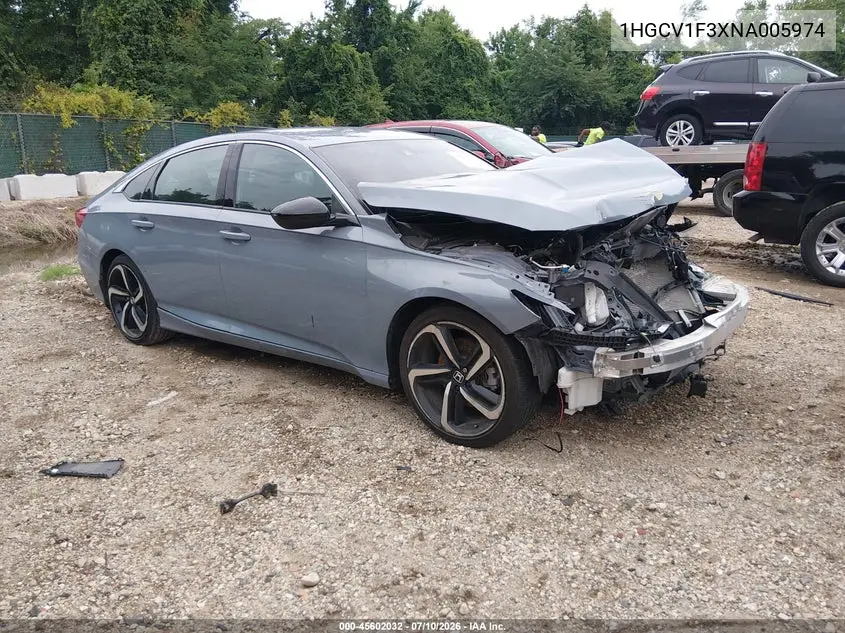 2022 Honda Accord Sport VIN: 1HGCV1F3XNA005974 Lot: 45602032