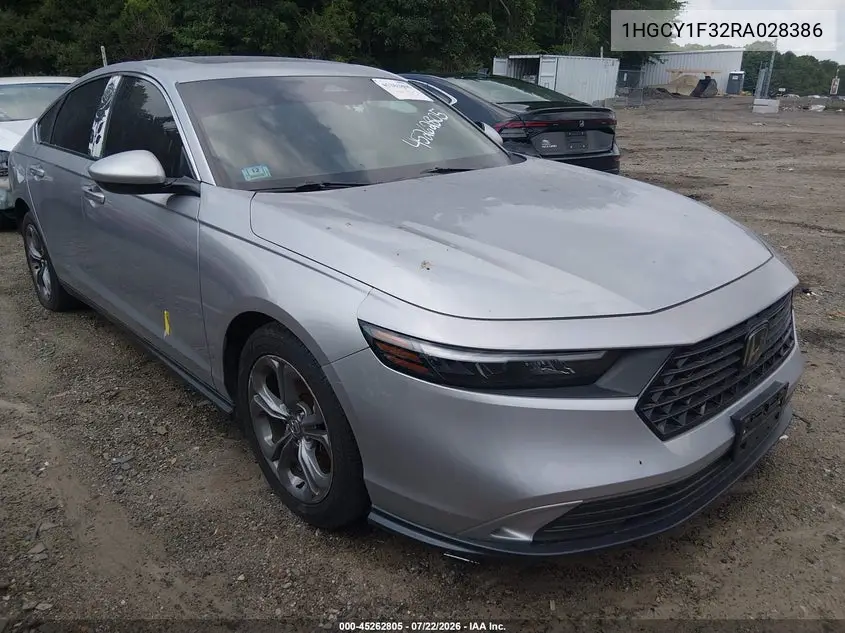 2024 Honda Accord Ex VIN: 1HGCY1F32RA028386 Lot: 45262805