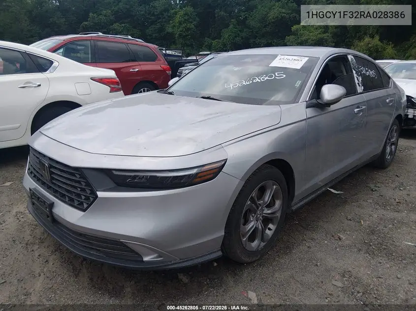 2024 Honda Accord Ex VIN: 1HGCY1F32RA028386 Lot: 45262805