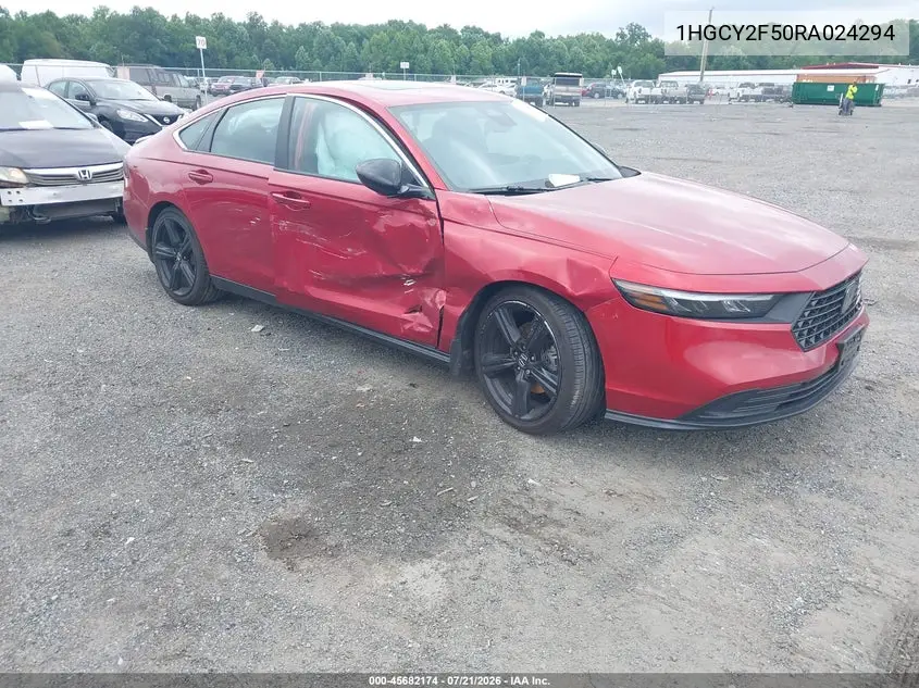 2024 Honda Accord Hybrid Sport VIN: 1HGCY2F50RA024294 Lot: 45682174