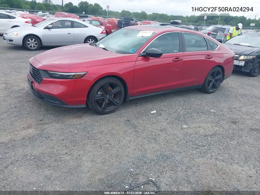 2024 Honda Accord Hybrid Sport VIN: 1HGCY2F50RA024294 Lot: 45682174