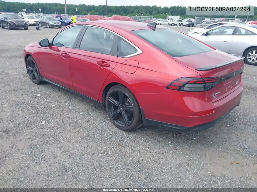 2024 Honda Accord Hybrid Sport VIN: 1HGCY2F50RA024294 Lot: 45682174