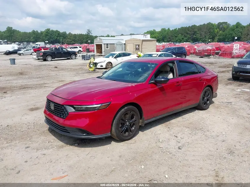 2025 Honda Accord Se VIN: 1HGCY1F46SA012562 Lot: 45339229