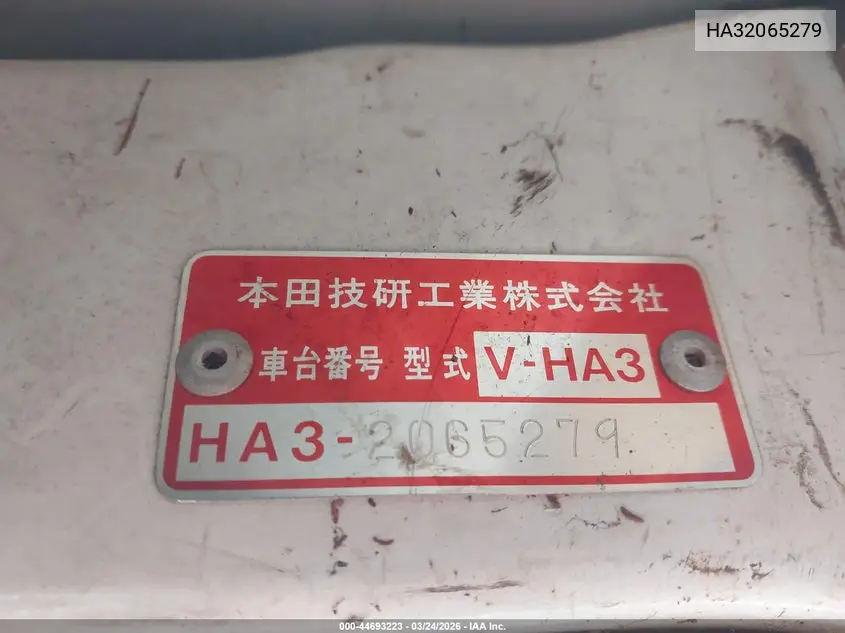 1993 Honda Acty VIN: HA32065279 Lot: 44693223