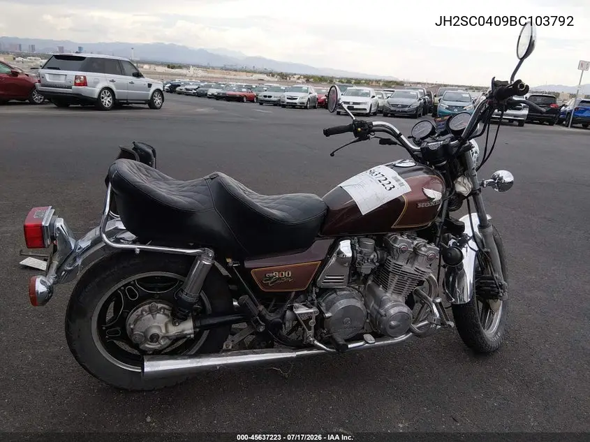 1981 Honda Cb900 C VIN: JH2SC0409BC103792 Lot: 45637223
