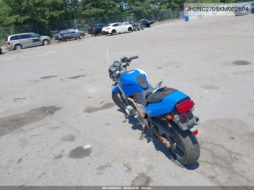 1989 Honda Cb400 F VIN: JH2NC2705KM002604 Lot: 45484422
