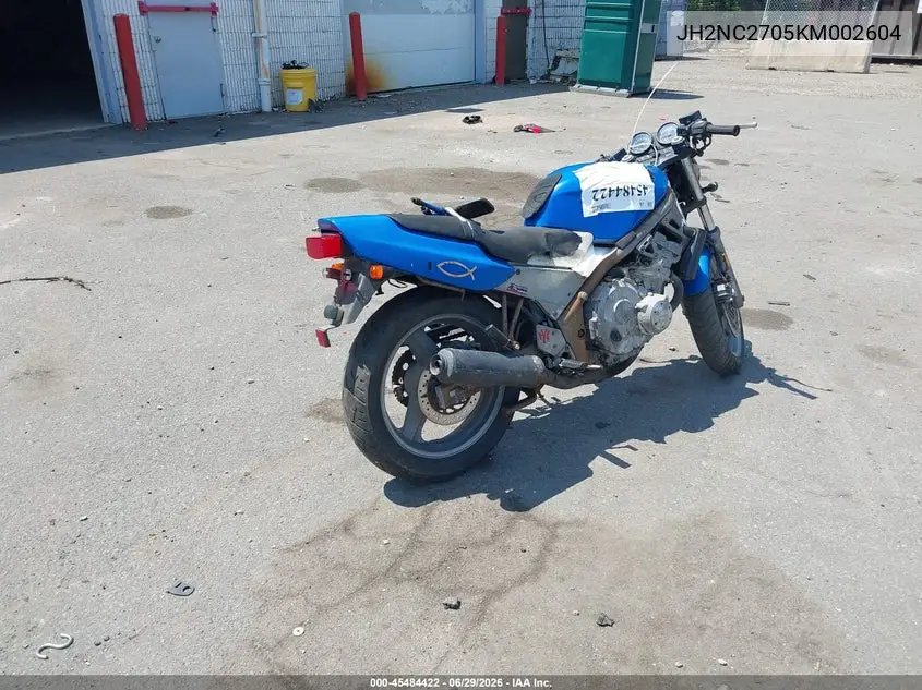 1989 Honda Cb400 F VIN: JH2NC2705KM002604 Lot: 45484422