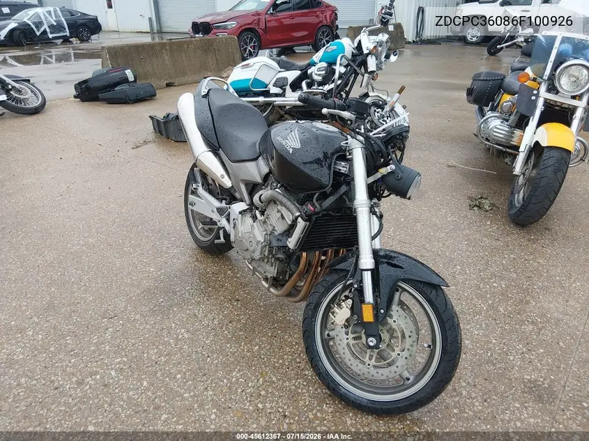 2006 Honda Cb600 F VIN: ZDCPC36086F100926 Lot: 45612367