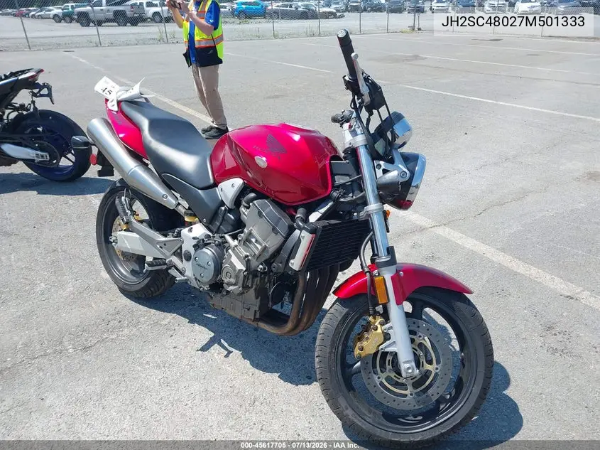 2007 Honda Cb900 F VIN: JH2SC48027M501333 Lot: 45617705