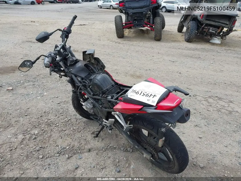 2015 Honda Cb300 F VIN: MLHNC5219F5100459 Lot: 44951990