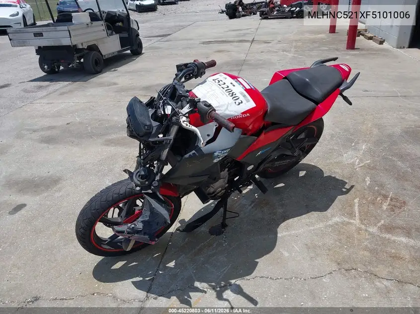 2015 Honda Cb300 F VIN: MLHNC521XF5101006 Lot: 45220803