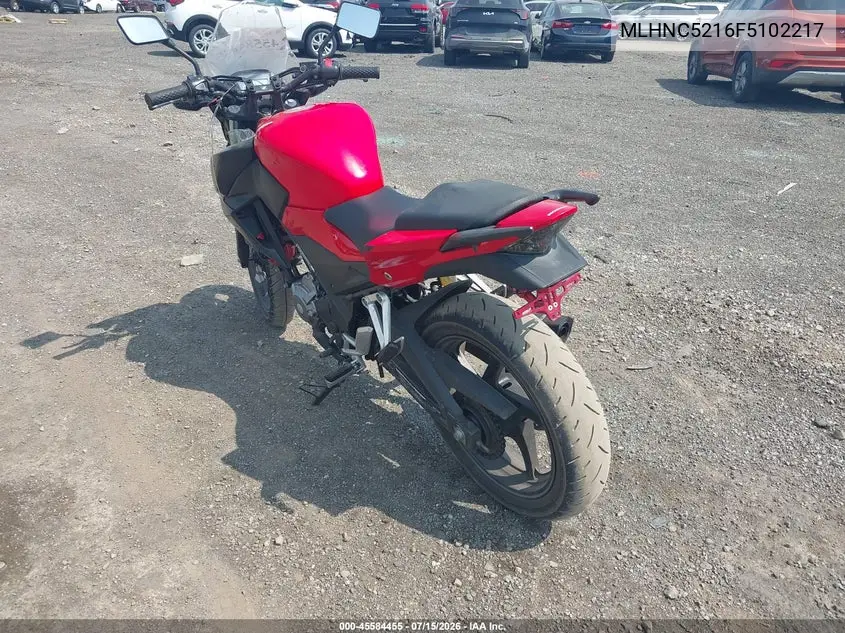 2015 Honda Cb300 F VIN: MLHNC5216F5102217 Lot: 45584455