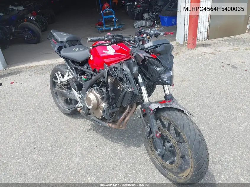 2017 Honda Cb500 F VIN: MLHPC4564H5400035 Lot: 45014417