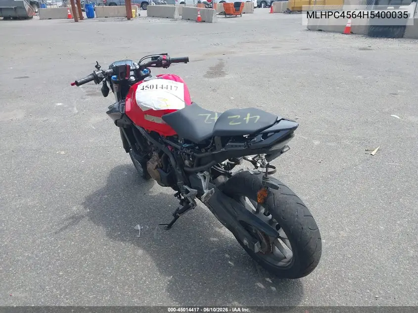 2017 Honda Cb500 F VIN: MLHPC4564H5400035 Lot: 45014417