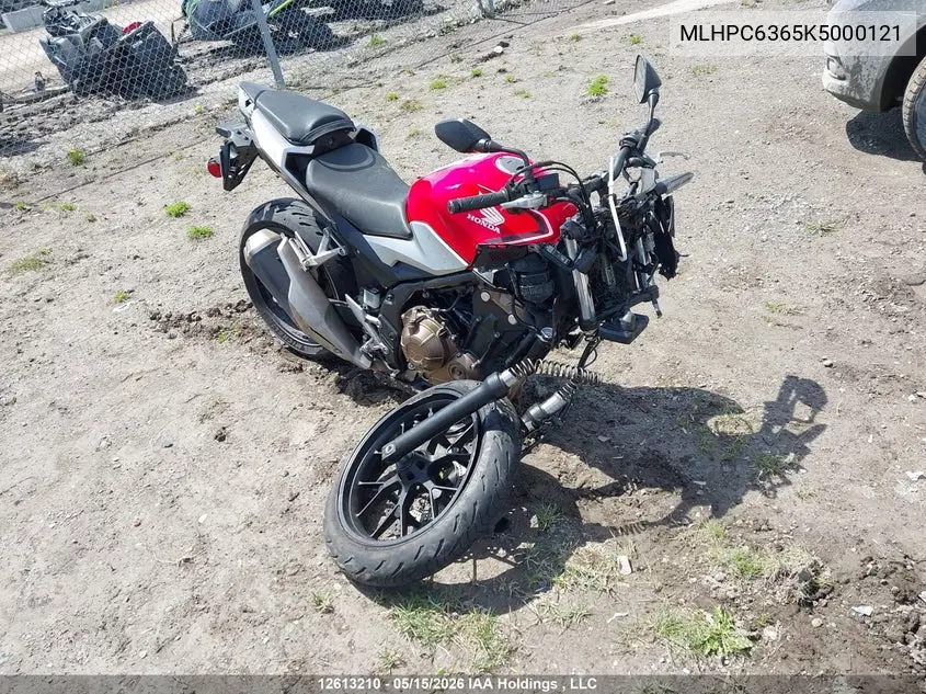 2019 Honda Cb500 Fa VIN: MLHPC6365K5000121 Lot: 12613210