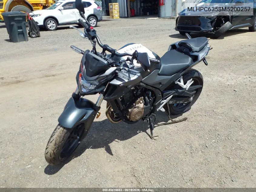 2021 Honda Cb500 Fa VIN: MLHPC6358M5200257 Lot: 45416663