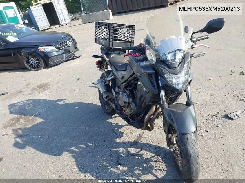 2021 Honda Cb500 Fa VIN: MLHPC635XM5200213 Lot: 45594893