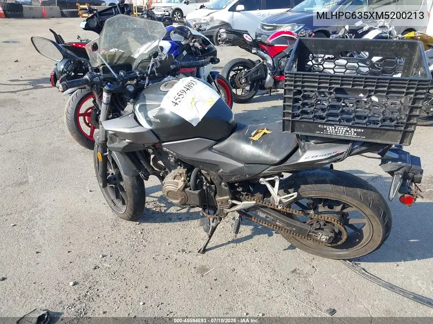 2021 Honda Cb500 Fa VIN: MLHPC635XM5200213 Lot: 45594893