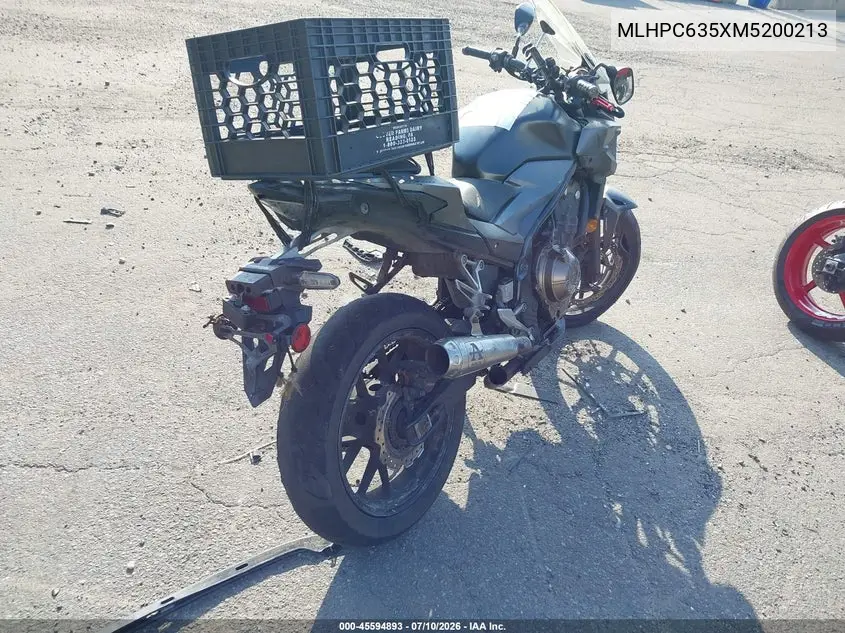 2021 Honda Cb500 Fa VIN: MLHPC635XM5200213 Lot: 45594893