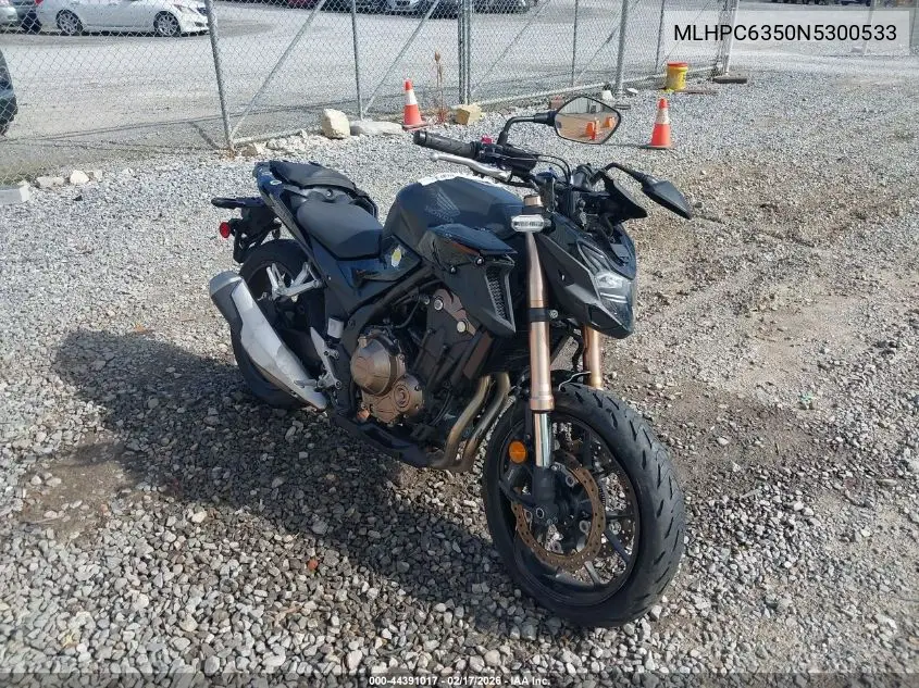 2022 Honda Cb500 Fa VIN: MLHPC6350N5300533 Lot: 44391017