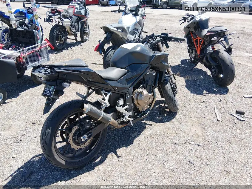 2022 Honda Cb500 Fa VIN: MLHPC635XN5300331 Lot: 45111413
