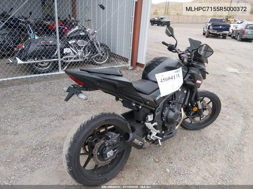 2024 Honda Cb500 F VIN: MLHPC7155R5000372 Lot: 45604131