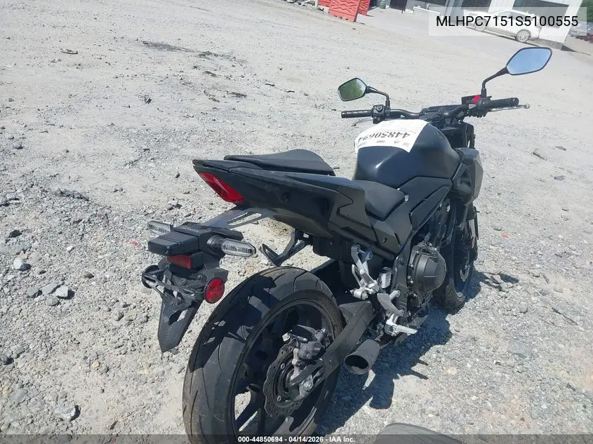 2025 Honda Cb500 F VIN: MLHPC7151S5100555 Lot: 44850694