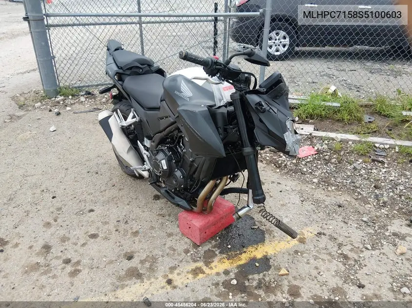 2025 Honda Cb500 F VIN: MLHPC7158S5100603 Lot: 45456204