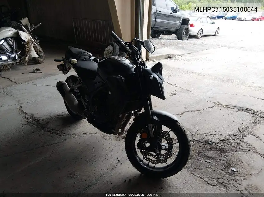 2025 Honda Cb500 F VIN: MLHPC7150S5100644 Lot: 45460027