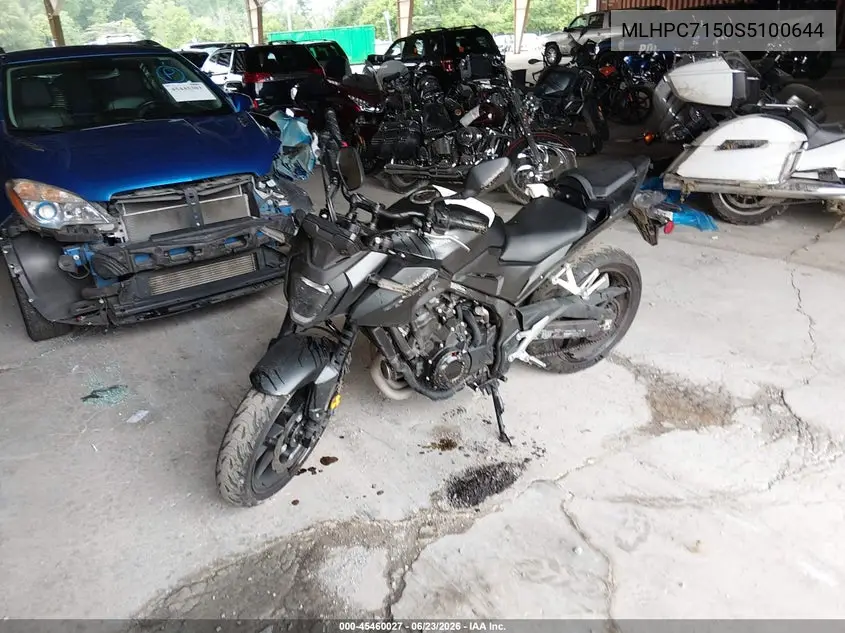 2025 Honda Cb500 F VIN: MLHPC7150S5100644 Lot: 45460027
