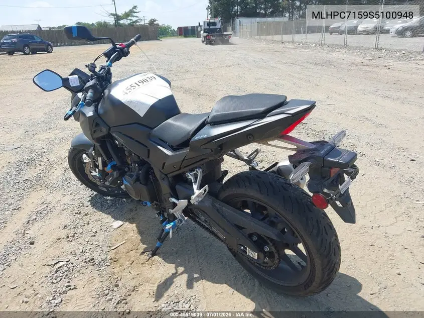 2025 Honda Cb500 F VIN: MLHPC7159S5100948 Lot: 45519039