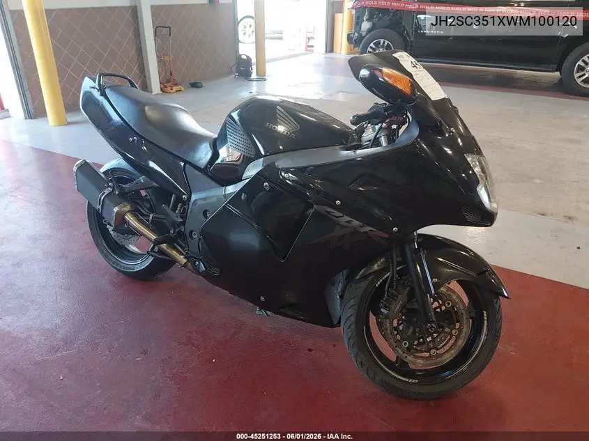 1998 Honda Cbr1100 Xx VIN: JH2SC351XWM100120 Lot: 45251253