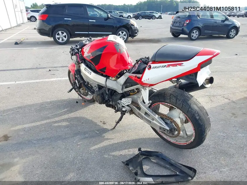 2001 Honda Cbr900 Rr VIN: JH2SC44081M105811 Lot: 45399736
