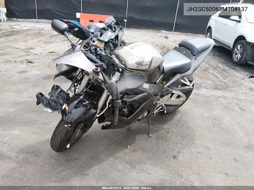 2003 Honda Cbr900 Rr VIN: JH2SC50063M104137 Lot: 45010114