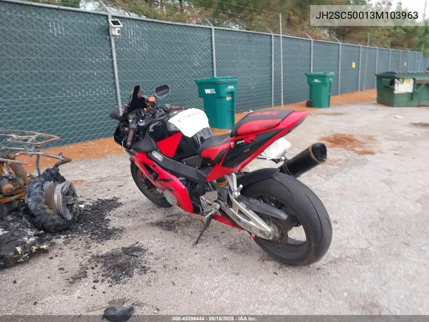 2003 Honda Cbr900 Rr VIN: JH2SC50013M103963 Lot: 45396444