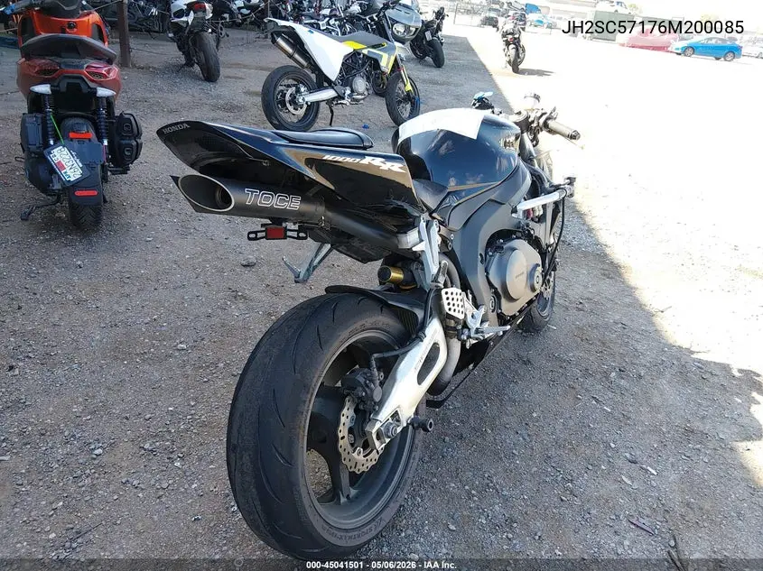 2006 Honda Cbr1000 Rr VIN: JH2SC57176M200085 Lot: 45041501