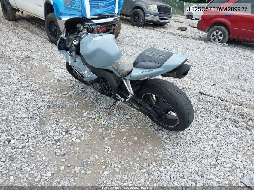 2006 Honda Cbr1000 Rr VIN: JH2SC57076M209926 Lot: 45148982