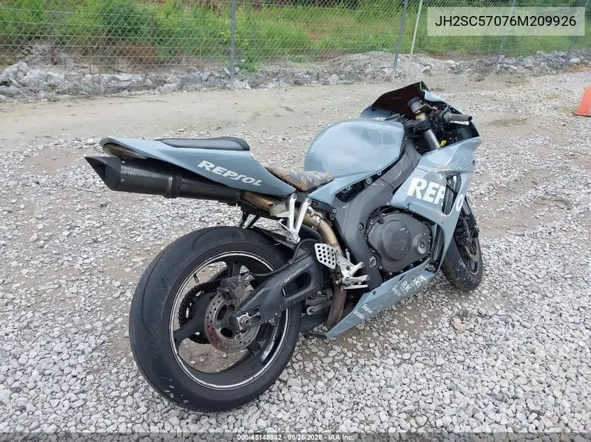 2006 Honda Cbr1000 Rr VIN: JH2SC57076M209926 Lot: 45148982