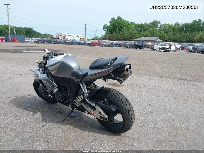 2006 Honda Cbr1000 Rr VIN: JH2SC57036M200561 Lot: 45206929