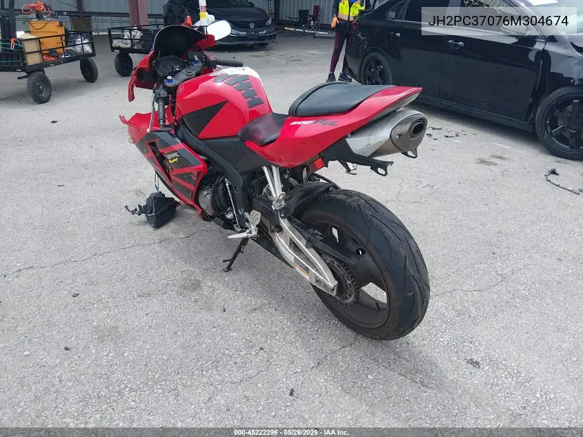 2006 Honda Cbr600 Rr VIN: JH2PC37076M304674 Lot: 45222296