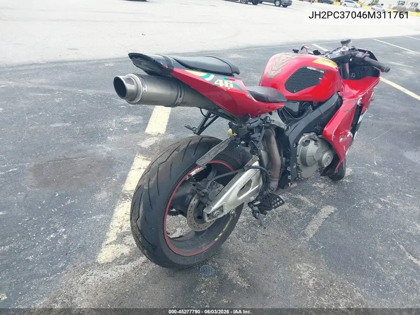 2006 Honda Cbr600 Rr VIN: JH2PC37046M311761 Lot: 45277790