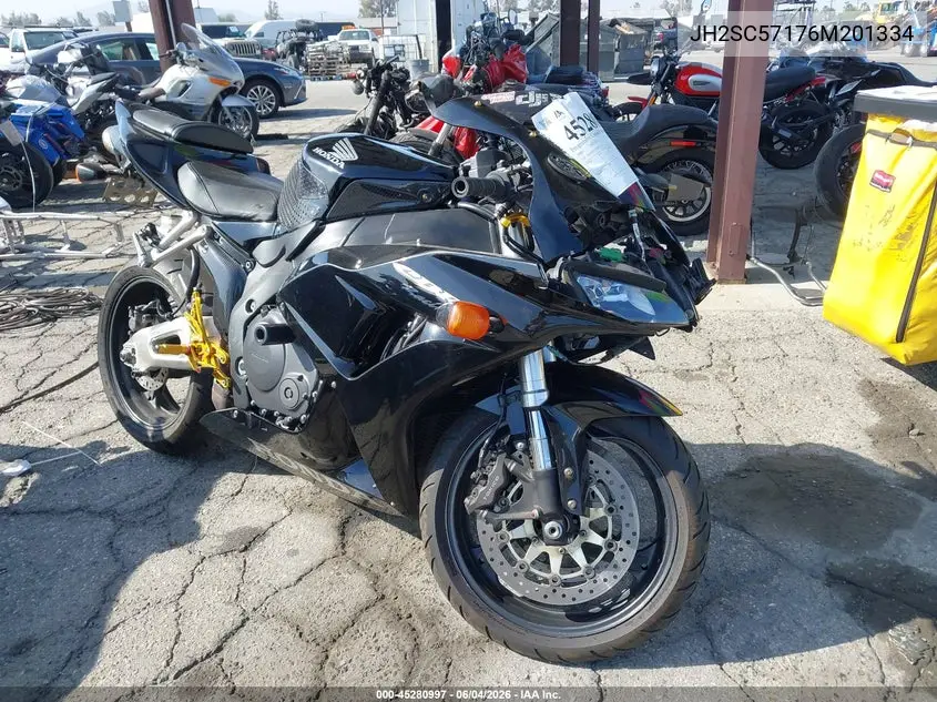 2006 Honda Cbr1000 Rr VIN: JH2SC57176M201334 Lot: 45280997