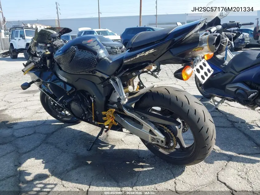 2006 Honda Cbr1000 Rr VIN: JH2SC57176M201334 Lot: 45280997