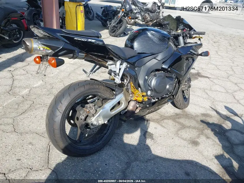 2006 Honda Cbr1000 Rr VIN: JH2SC57176M201334 Lot: 45280997